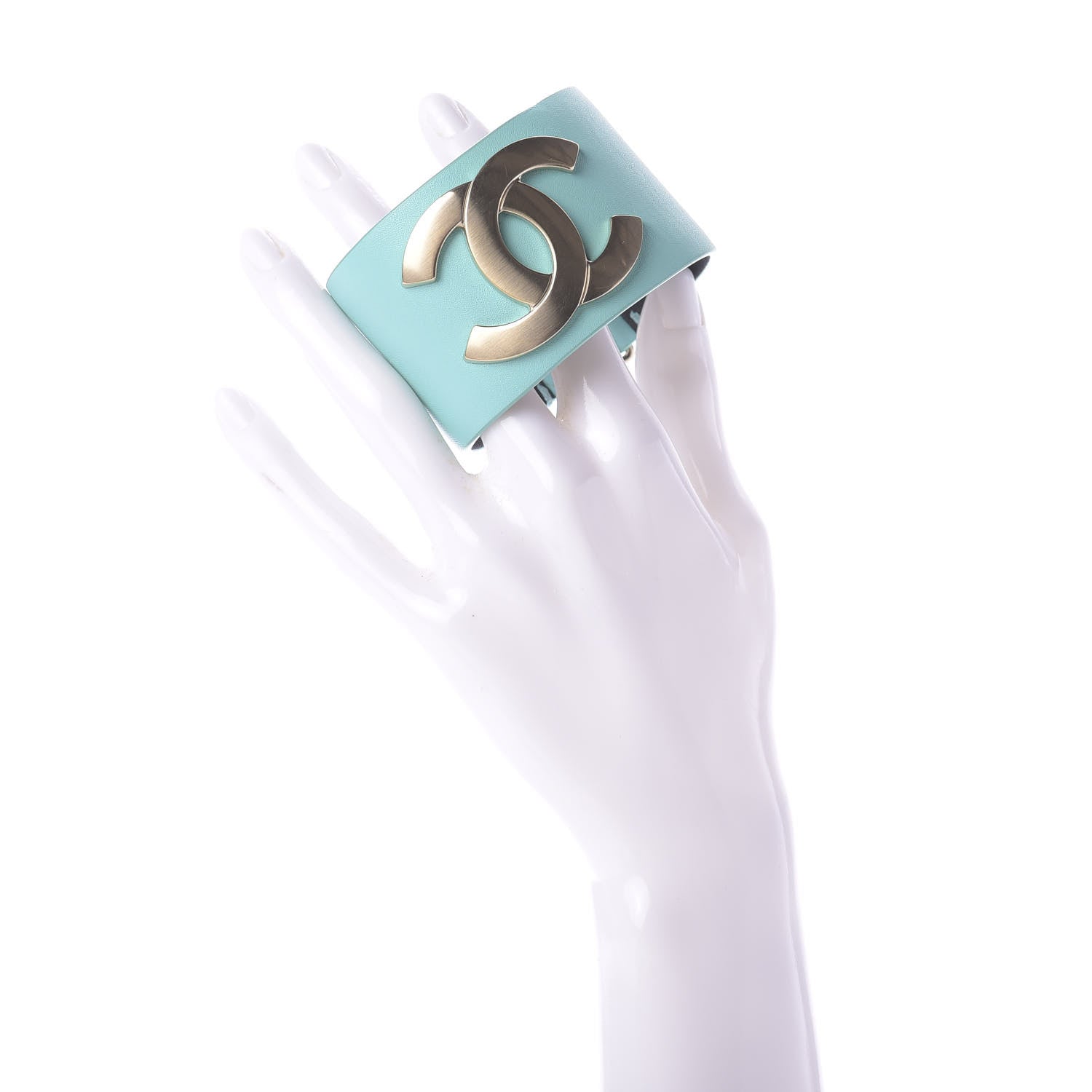 Chanel Calfskin CC Wide Cuff Light Green 2 of 4