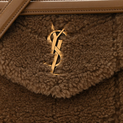 Saint Laurent Shearling Quilted Small Loulou Puffer Monogram Chain Satchel Cinnamon 8 of 10