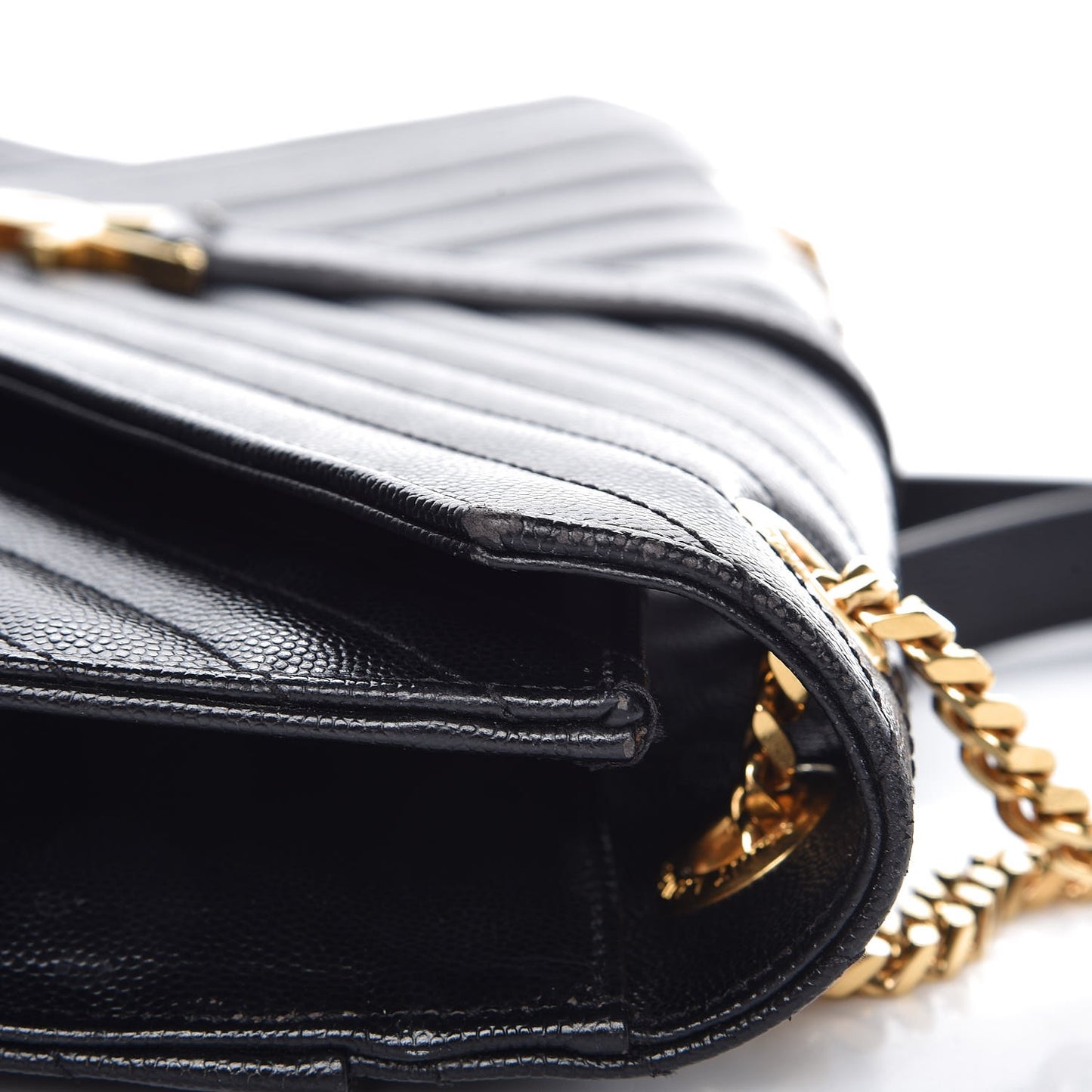 Grain De Poudre Matelasse Chevron Large Monogram Satchel Black