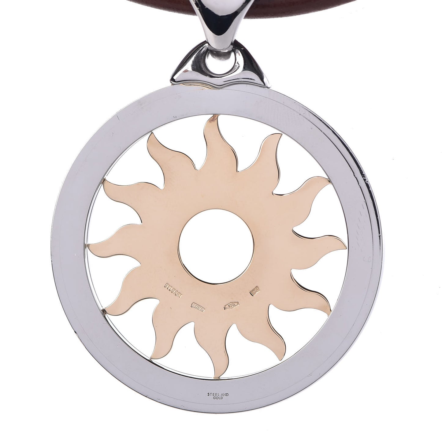 18K Yellow Gold Stainless Steel Tondo Sun Pendant Necklace