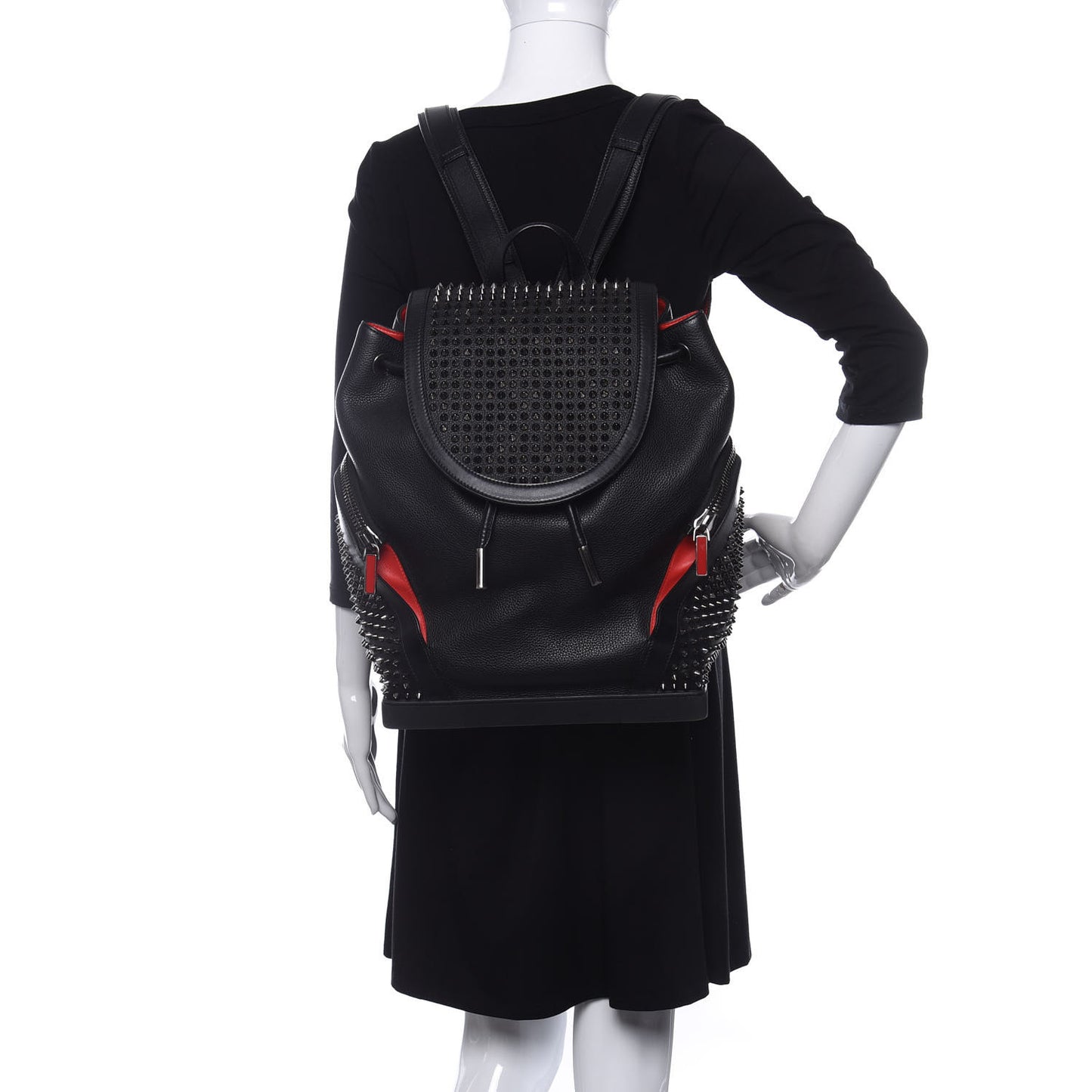 Calfskin Spiked Explorafunk Backpack Black