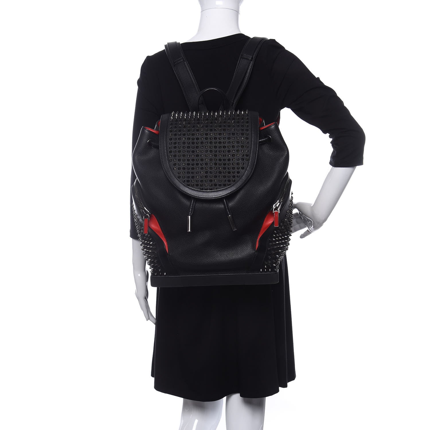 Christian Louboutin Calfskin Spiked Explorafunk Backpack Black 2 of 14