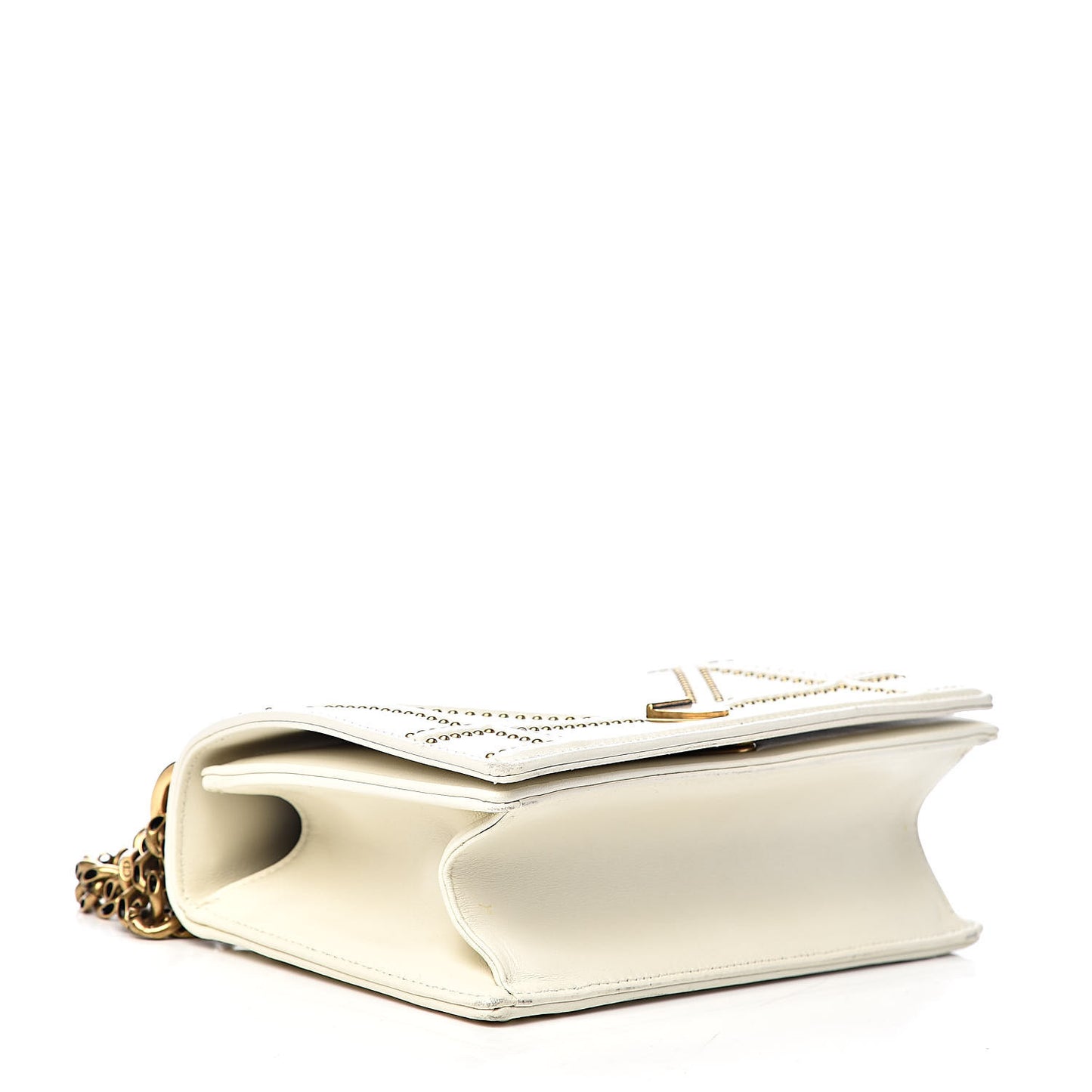 Lambskin Studded Small Diorama Flap Bag Off White