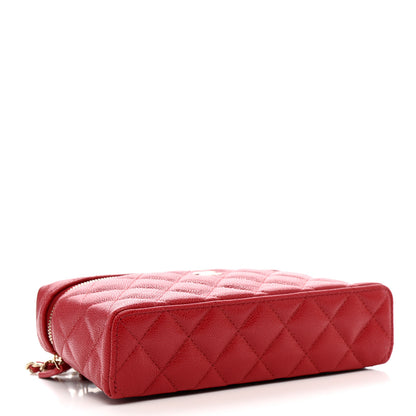 Chanel Caviar Quilted Top Handle Slim Vanity With Chain Red 4 of 11