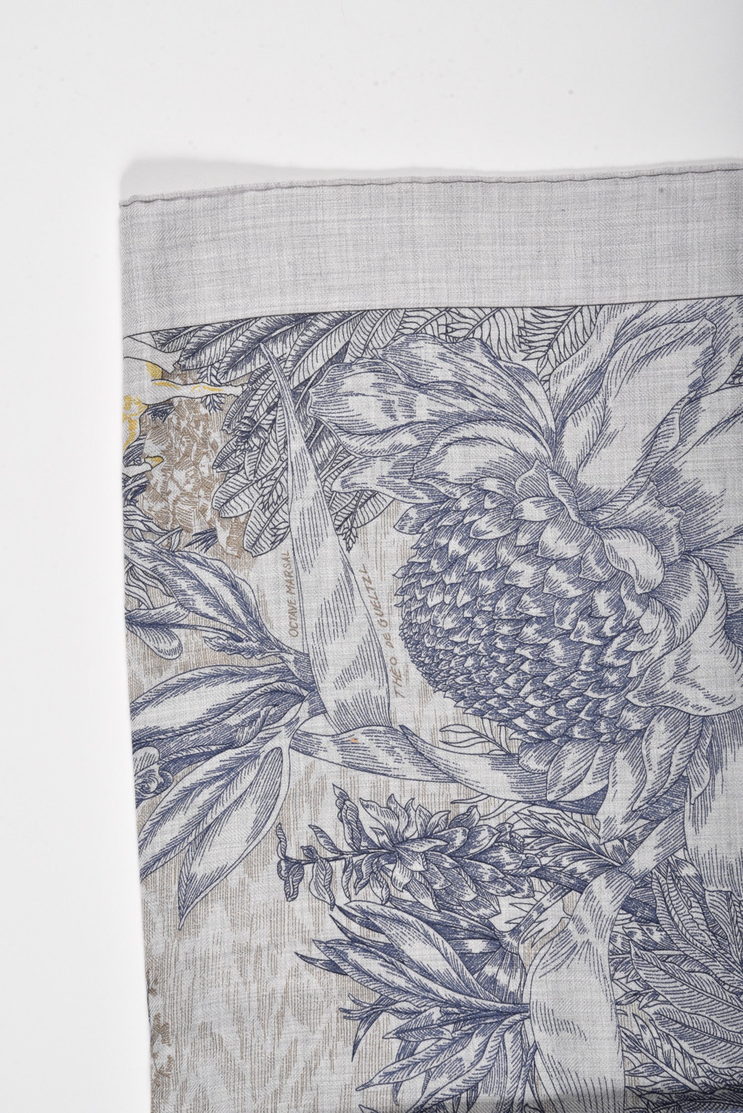 Hermes Cashmere Silk Faubourg Tropical Shawl 140 Gris Chine Encre 4 of 8