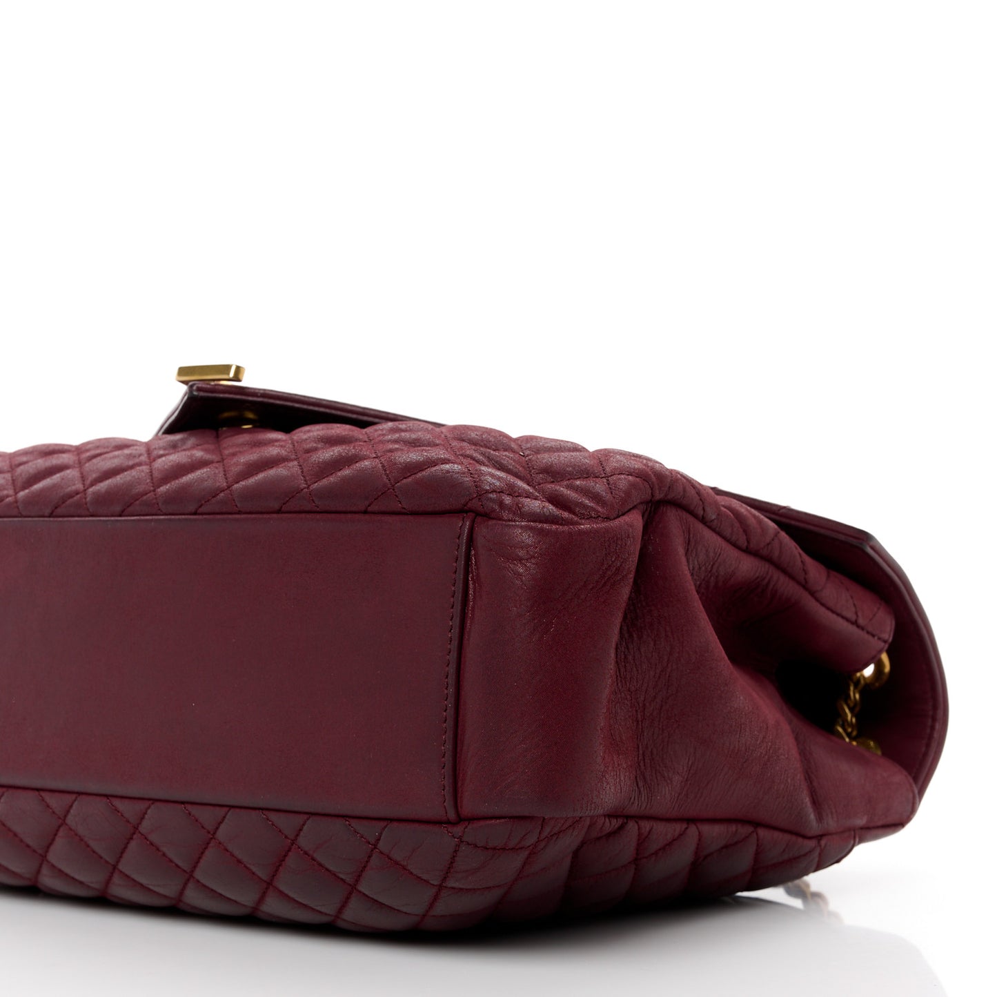 SAINT LAURENT Calfskin Mixed Matelasse Triquilt Large Monogram Envelope Satchel Oxblood