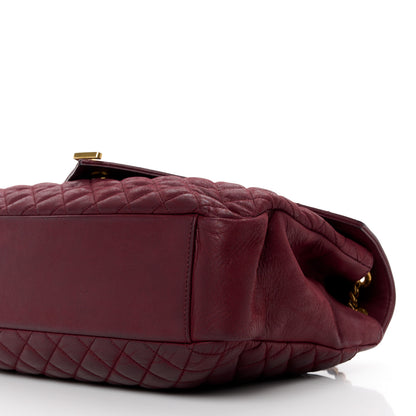 Saint Laurent SAINT LAURENT Calfskin Mixed Matelasse Triquilt Large Monogram Envelope Satchel Oxblood 11 of 14
