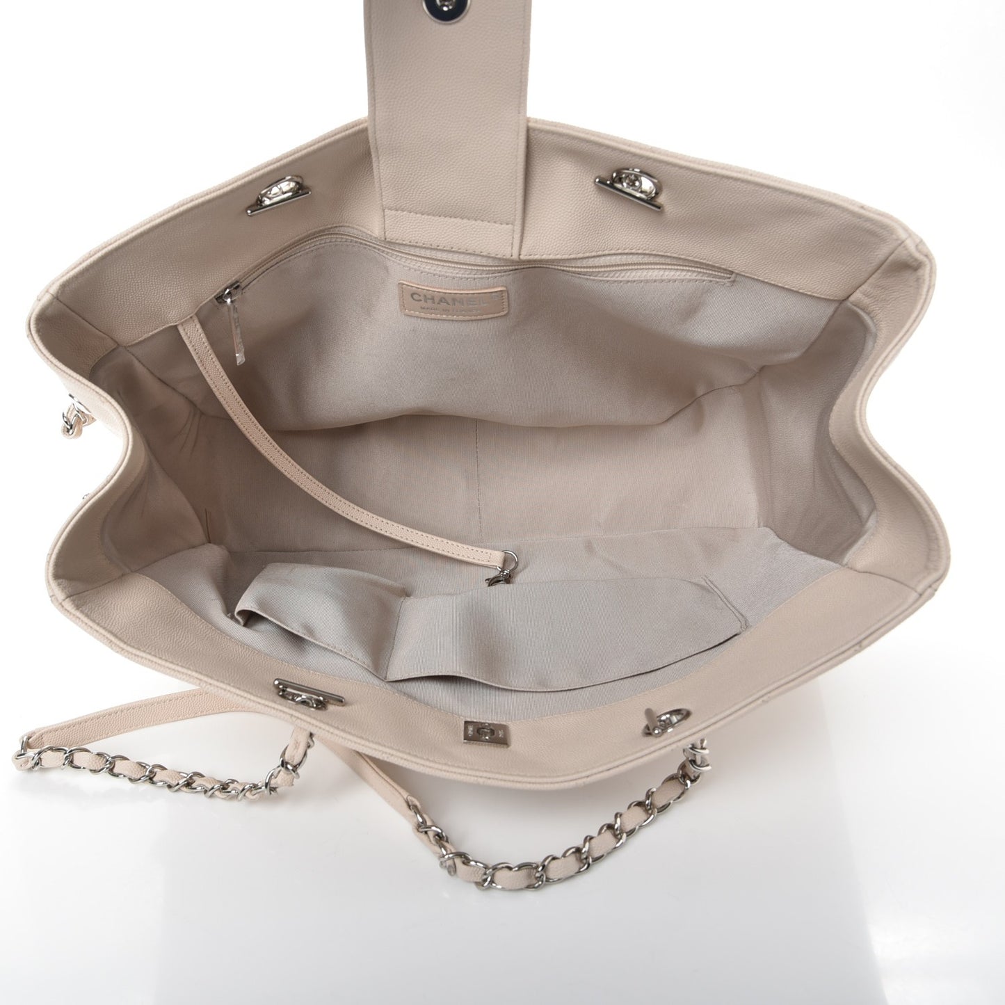 Caviar Quilted Timeless Tote Light Beige