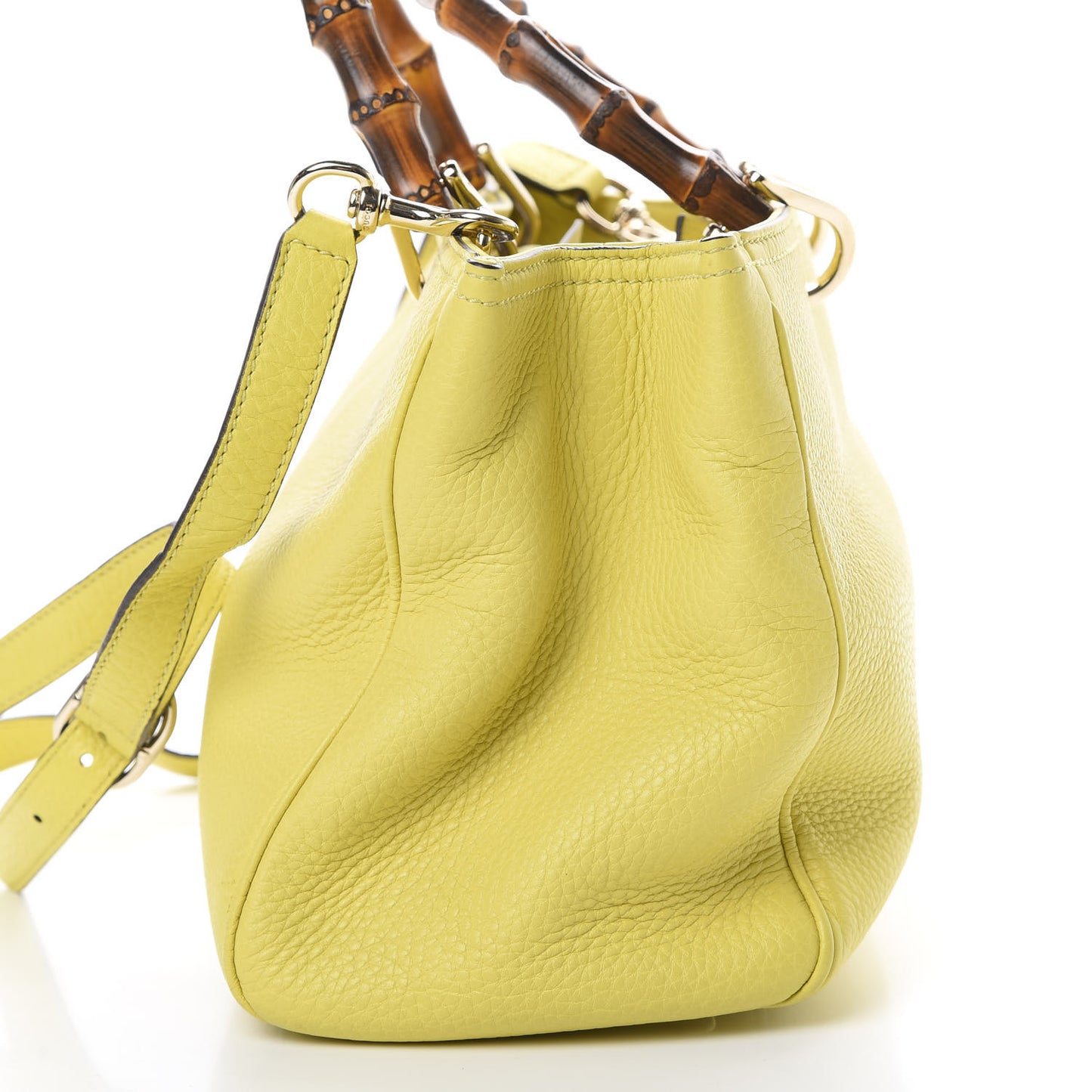 Pebbled Calfskin Medium Bamboo Shopper Tote Citrus