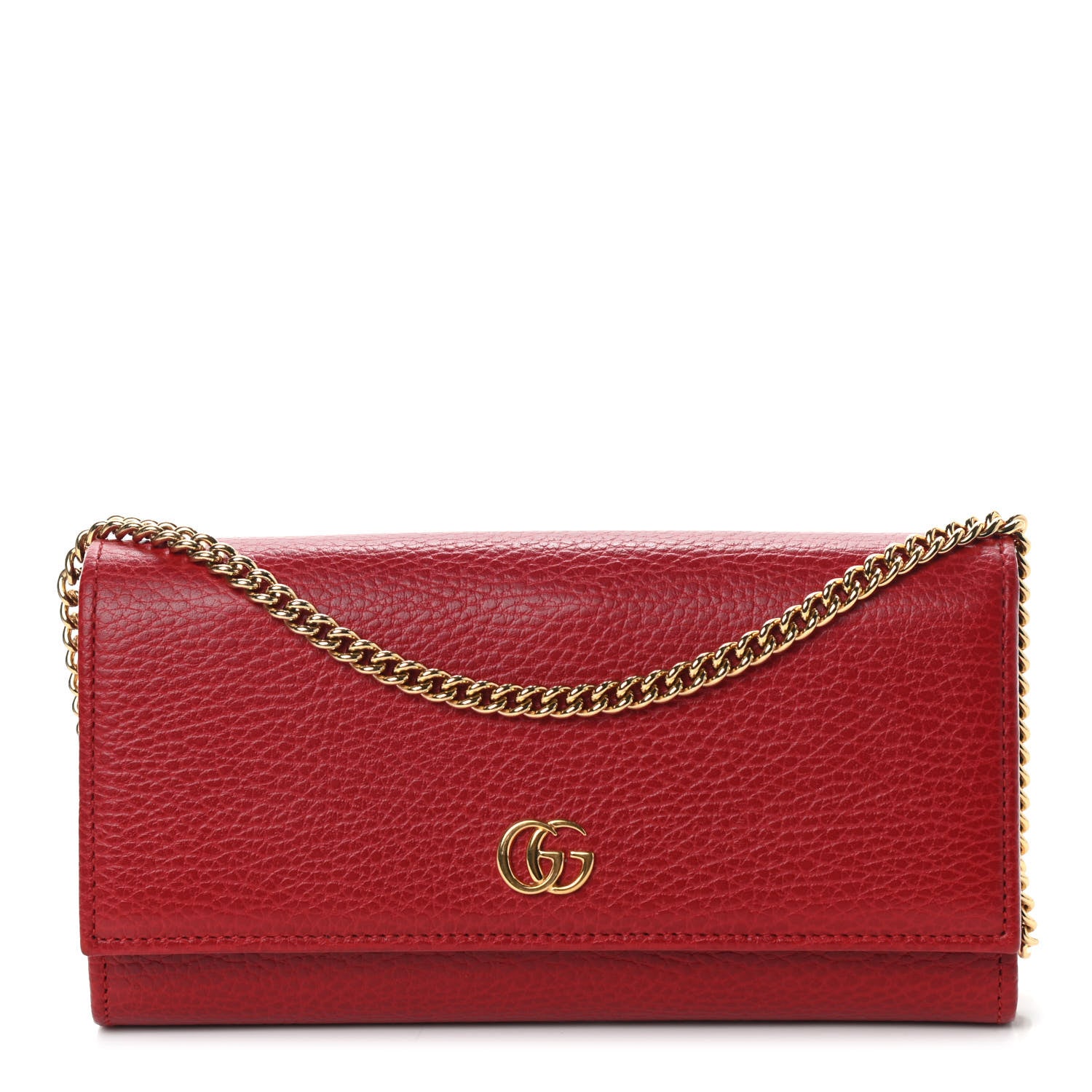 Gucci Dollar Calfskin Petite GG Marmont Wallet Chain Bag Hibiscus Red 1 of 10