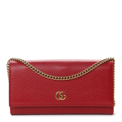 Gucci Dollar Calfskin Petite GG Marmont Wallet Chain Bag Hibiscus Red 1 of 10