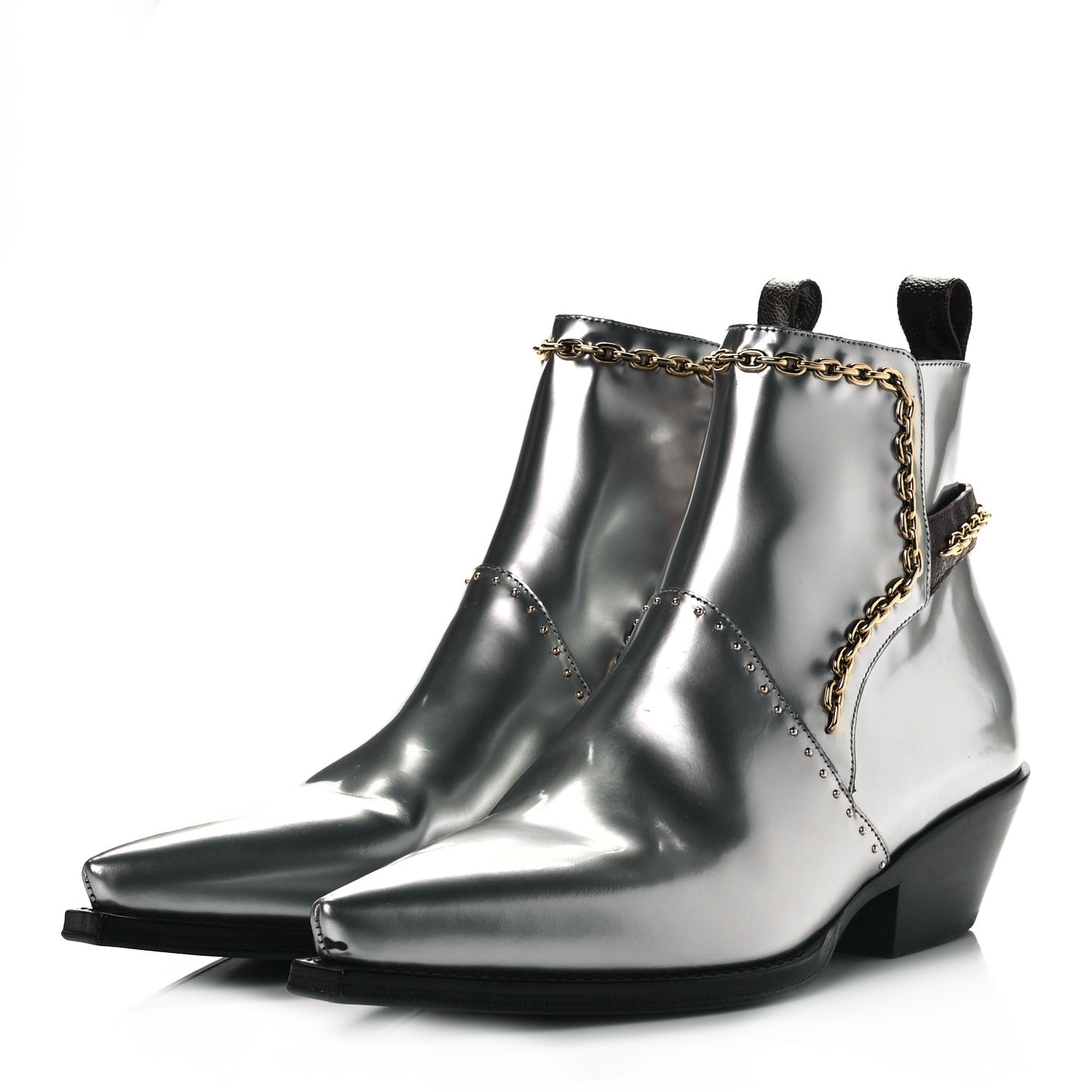 Metallic Calfskin Matador Ankle Boots 37.5 Argent