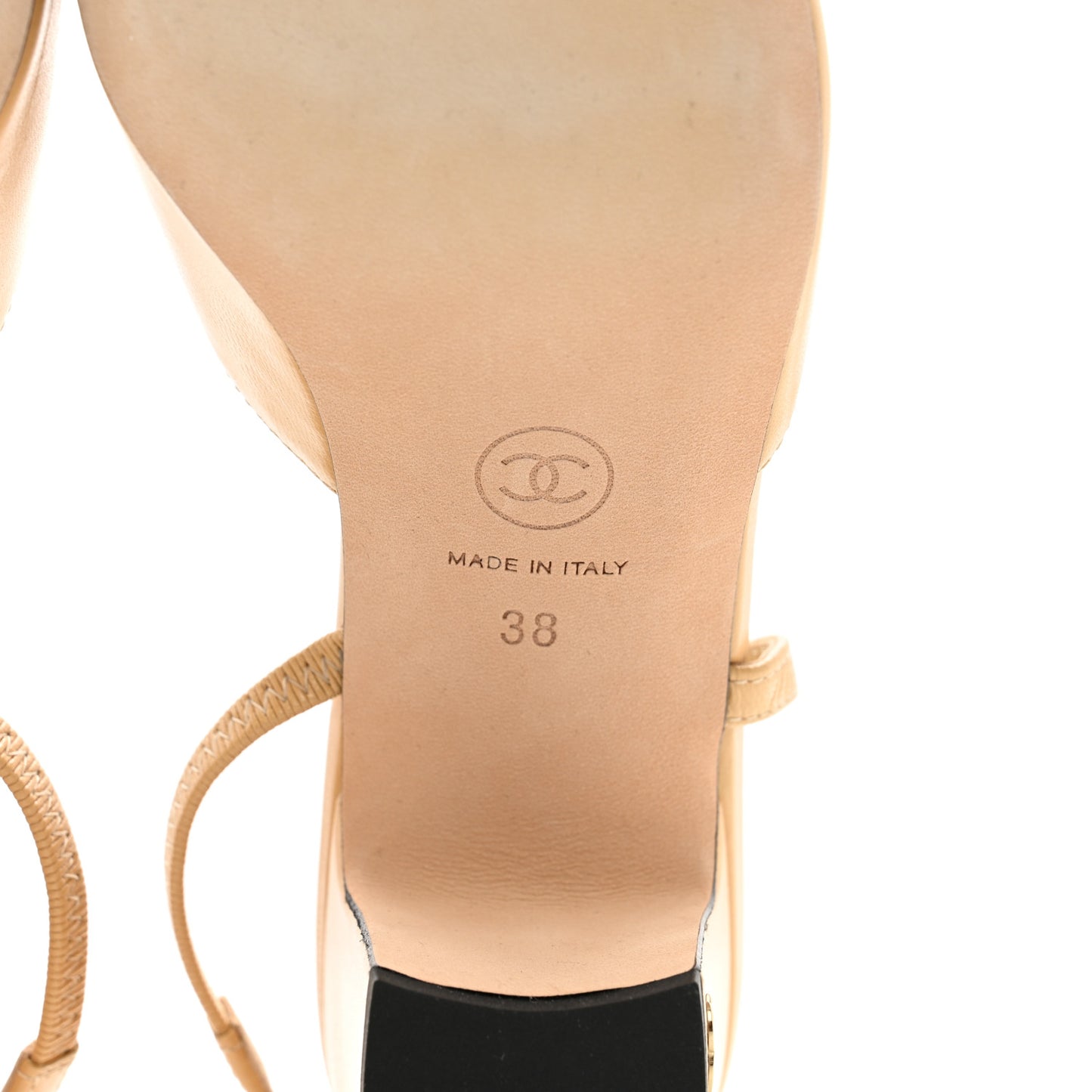 Goatskin Grosgrain Cap Toe CC Slingback Pumps 38 Beige Black
