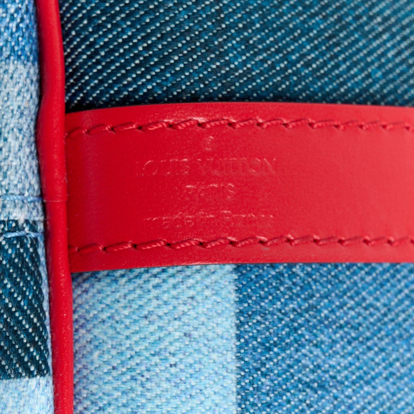 Denim Damier Monogram Patchwork Speedy Bandouliere 30 Blue Rouge