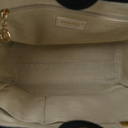 Chanel Mixed Fibers Deauville Tote Navy Blue 5 of 11