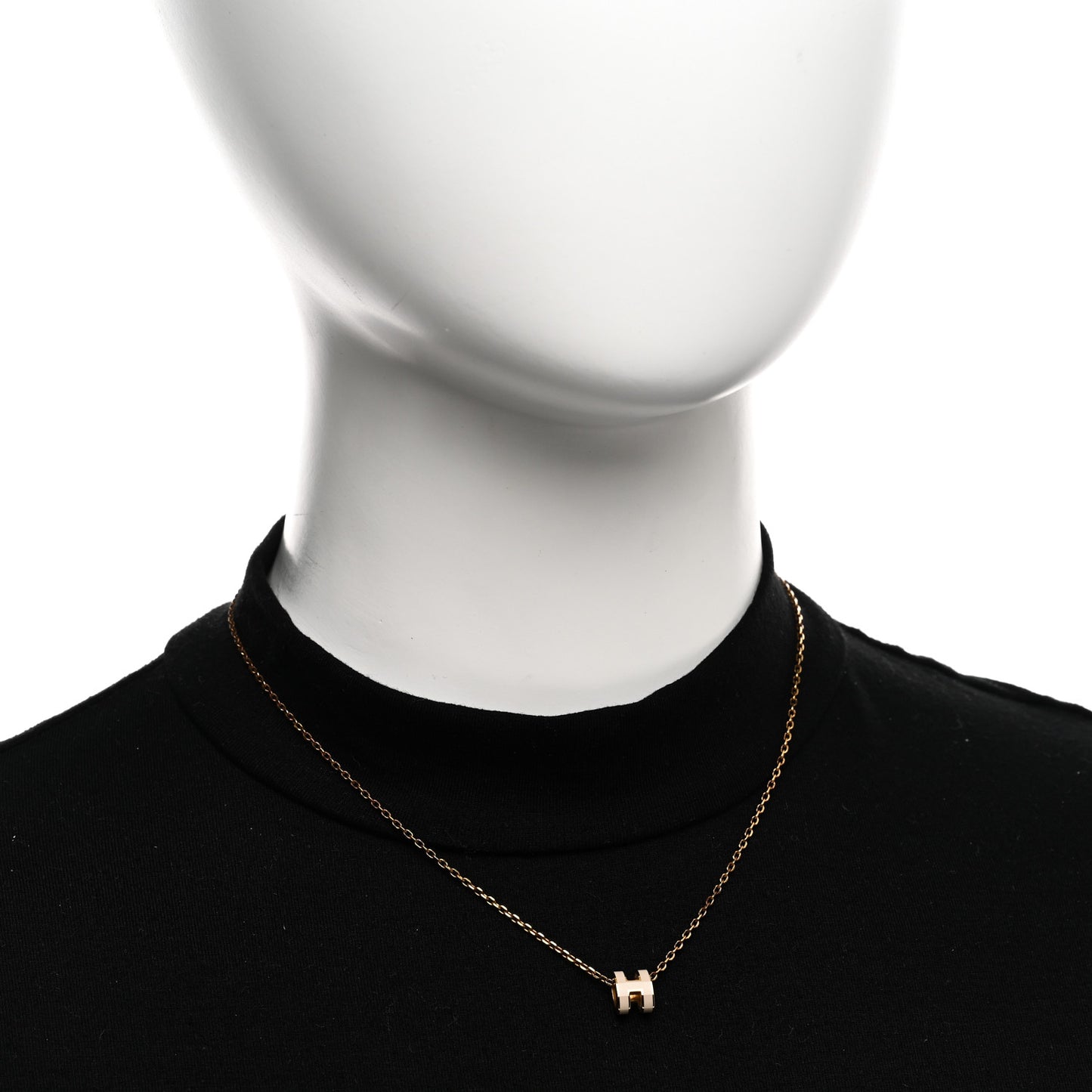 Lacquered Gold Mini Pop H Pendant Necklace Marron Glace