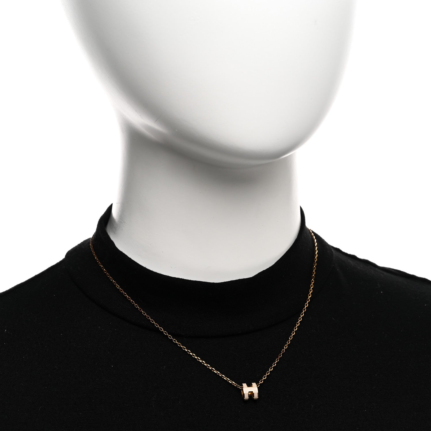Hermes Lacquered Gold Mini Pop H Pendant Necklace Marron Glace 2 of 7