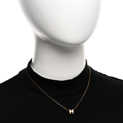 Hermes Lacquered Gold Mini Pop H Pendant Necklace Marron Glace 2 of 7