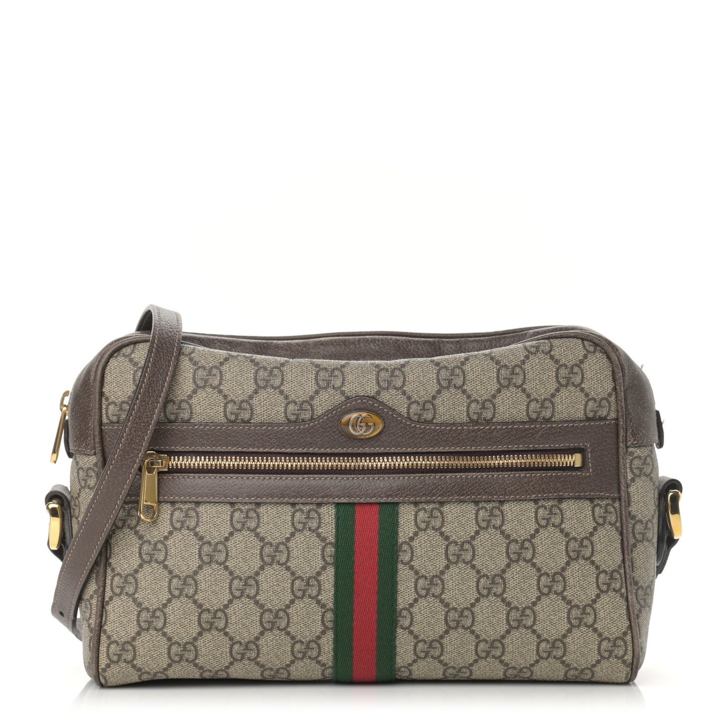 GG Supreme Monogram Web Small Ophidia Shoulder Bag Brown