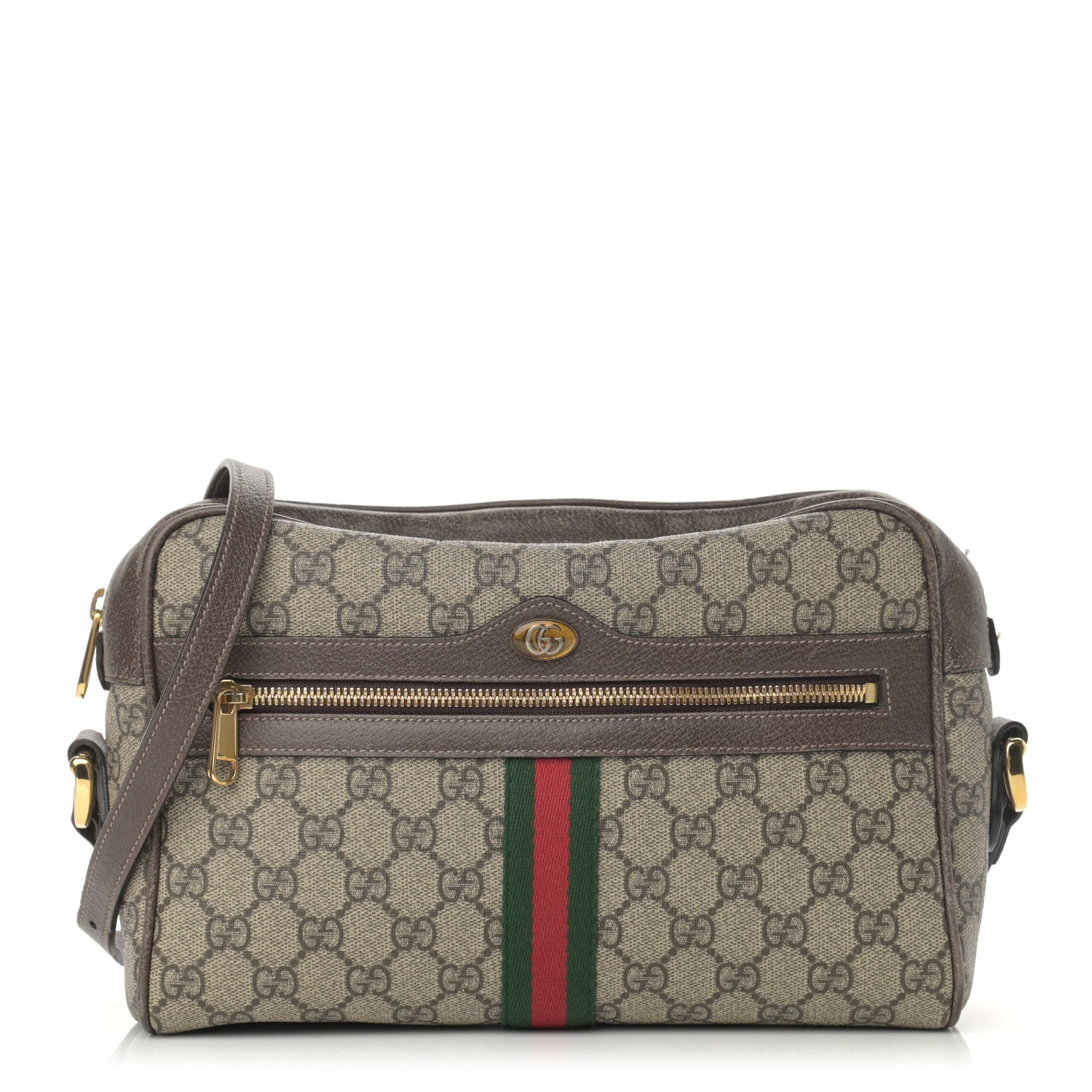 Gucci GG Supreme Monogram Web Small Ophidia Shoulder Bag Brown 1 of 21