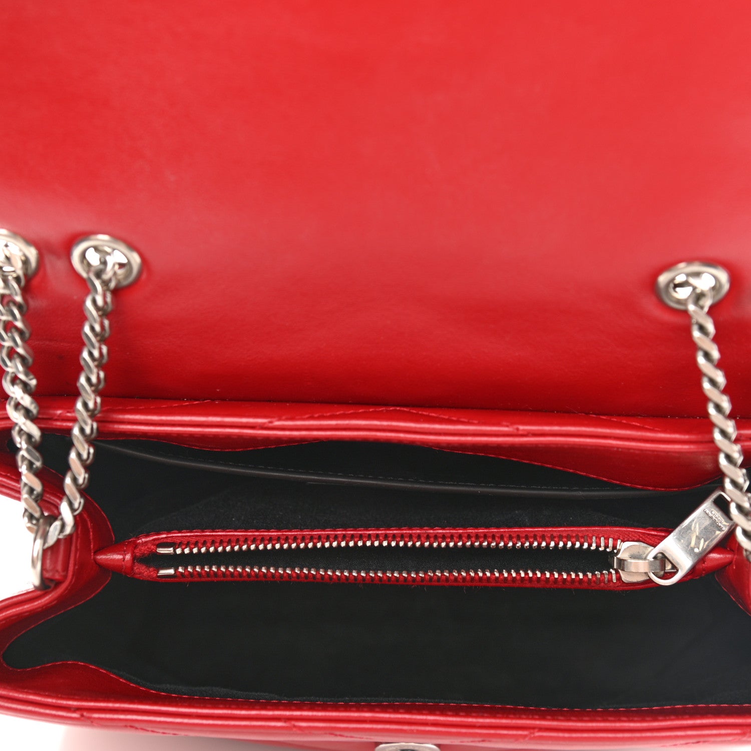 Saint Laurent Calfskin Y Quilted Monogram Small Loulou Chain Satchel Lipstick Red 4 of 11