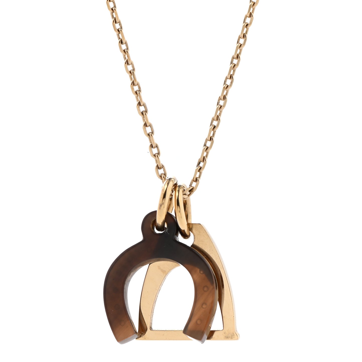 Permabrass Buffalo Horn Amulette Equestre PM Pendant Necklace Gold