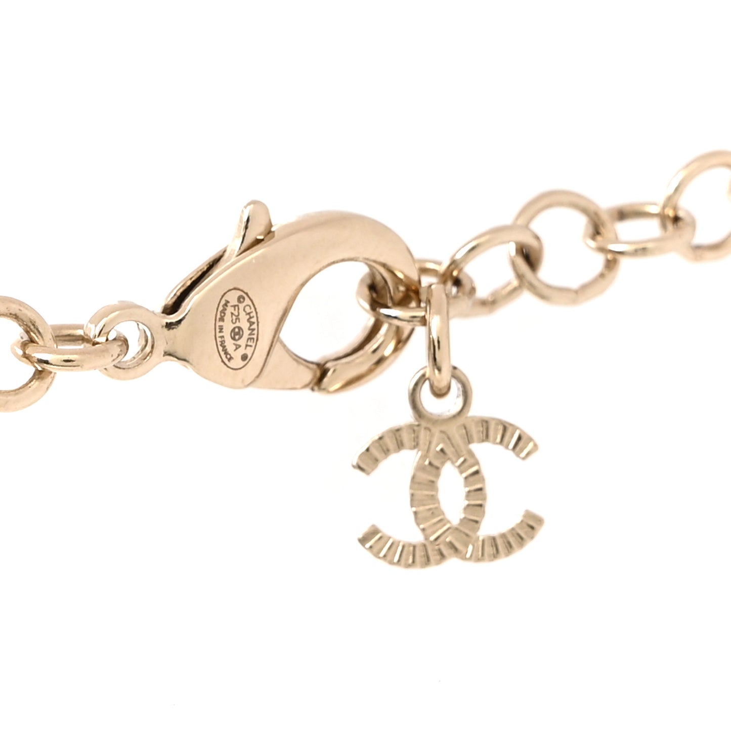 Pearl Crystal Camellia CC Necklace Gold