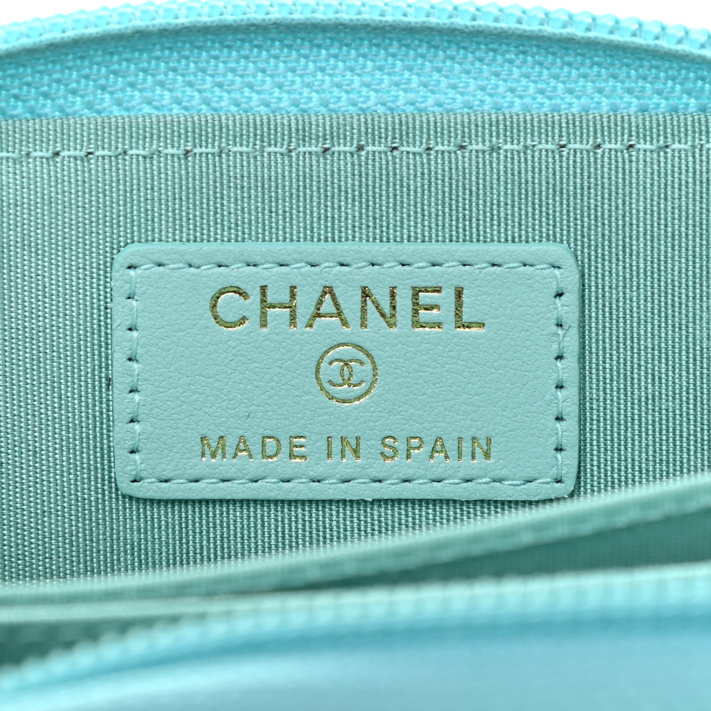 Caviar Quilted Boy Zip Around Coin Purse Wallet Light Blue