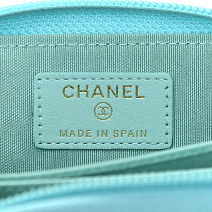 Chanel Caviar Quilted Boy Zip Around Coin Purse Wallet Light Blue 6 of 9