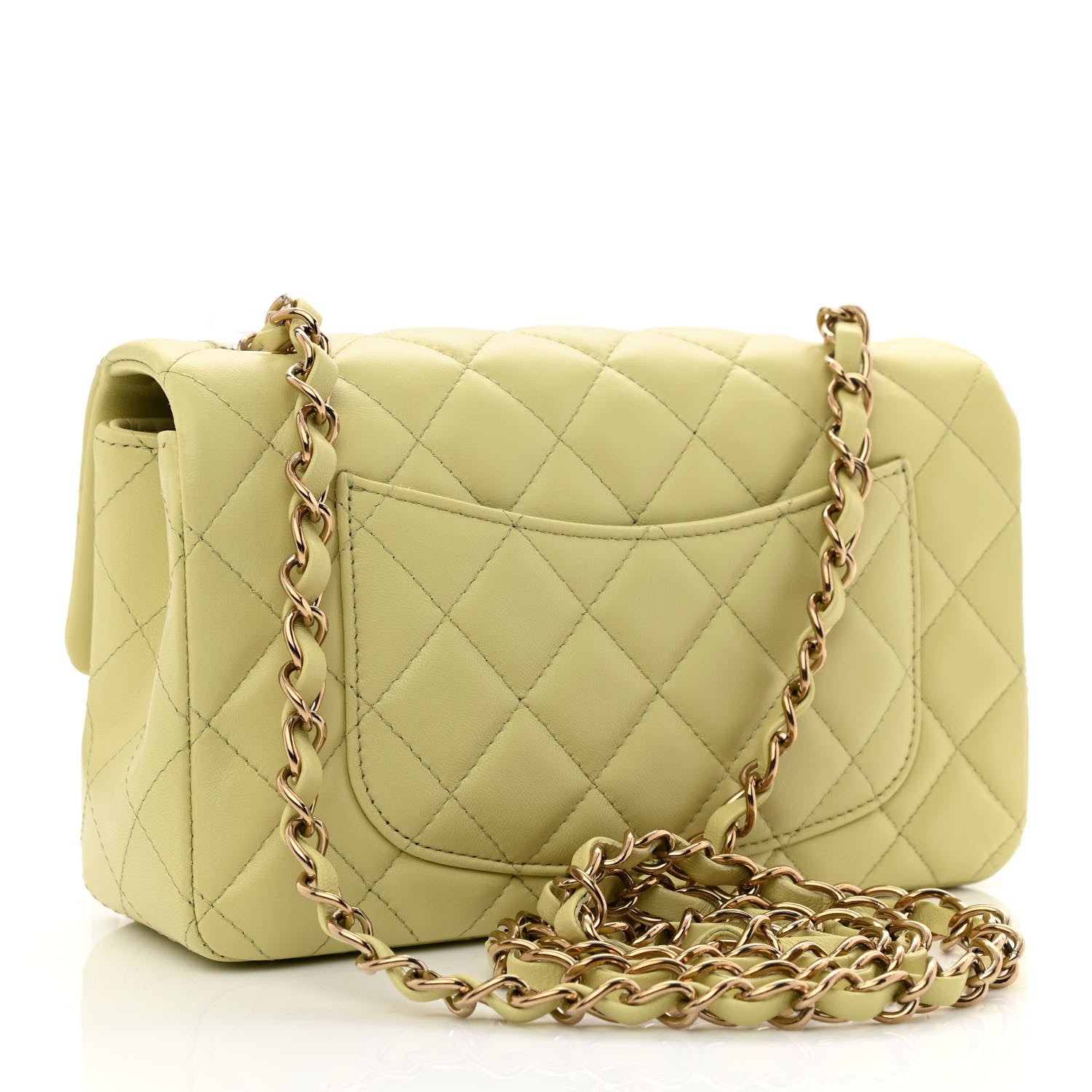 Chanel Lambskin Quilted Mini Rectangular Flap Light Green 3 of 13