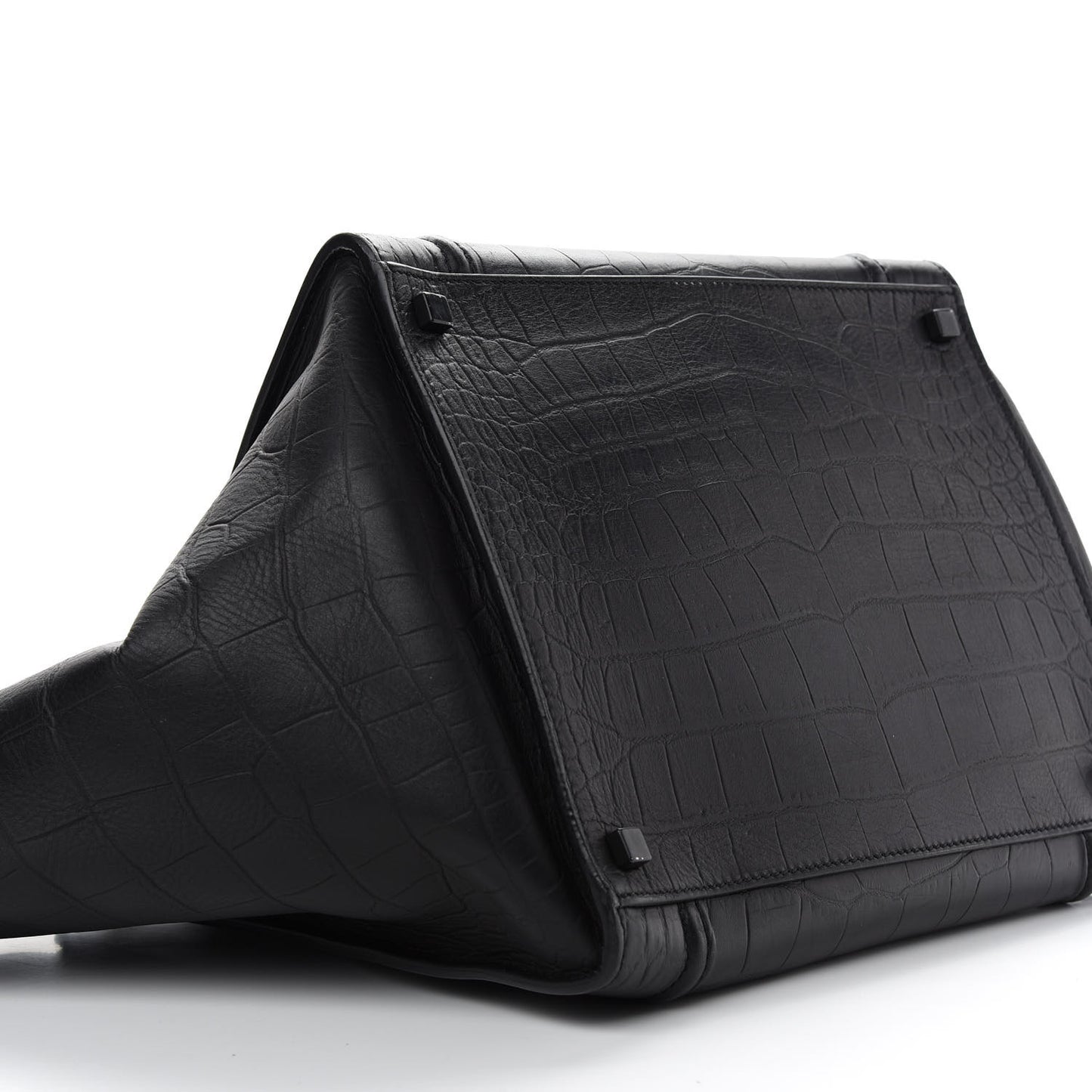 Calfskin Crocodile Embossed Medium Phantom Luggage Black