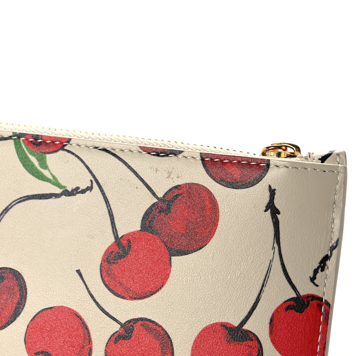 Saint Laurent Calfskin Monogram Cherry Print Zip Bill Pouch 9 of 11