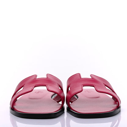 Hermes Calfskin Oran Sandals 37.5 Rose Extreme 2 of 10