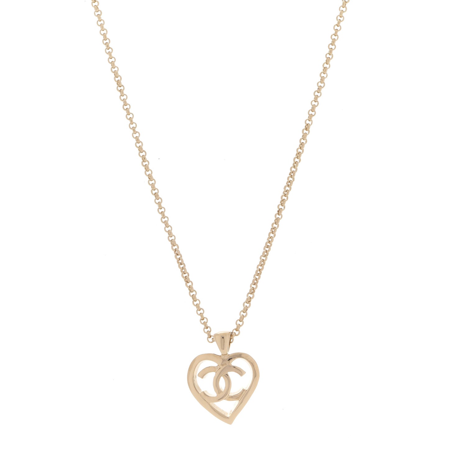 CC Heart Chain Pendant Necklace Gold