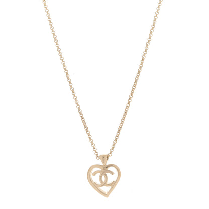Chanel CC Heart Chain Pendant Necklace Gold 1 of 6