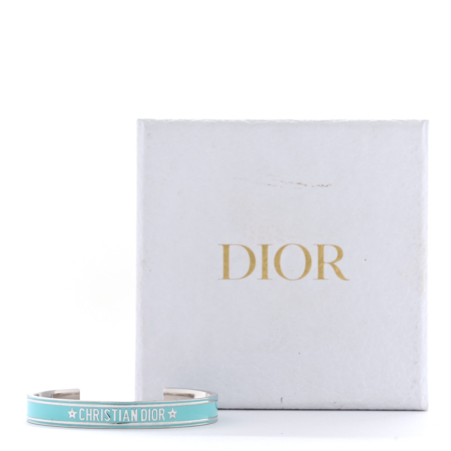 Christian Dior Metal Enamel Code Bangle Bracelet Light Blue Silver 5 of 5