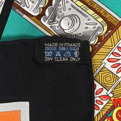 Hermes Silk Le Songe De La Licorne Scarf 90 Vert Orange Black 3 of 5