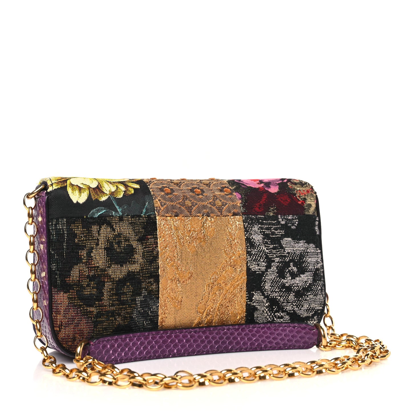 Patchwork Snakeskin Brocade DG Girls Chain Shoulder Bag Multicolor