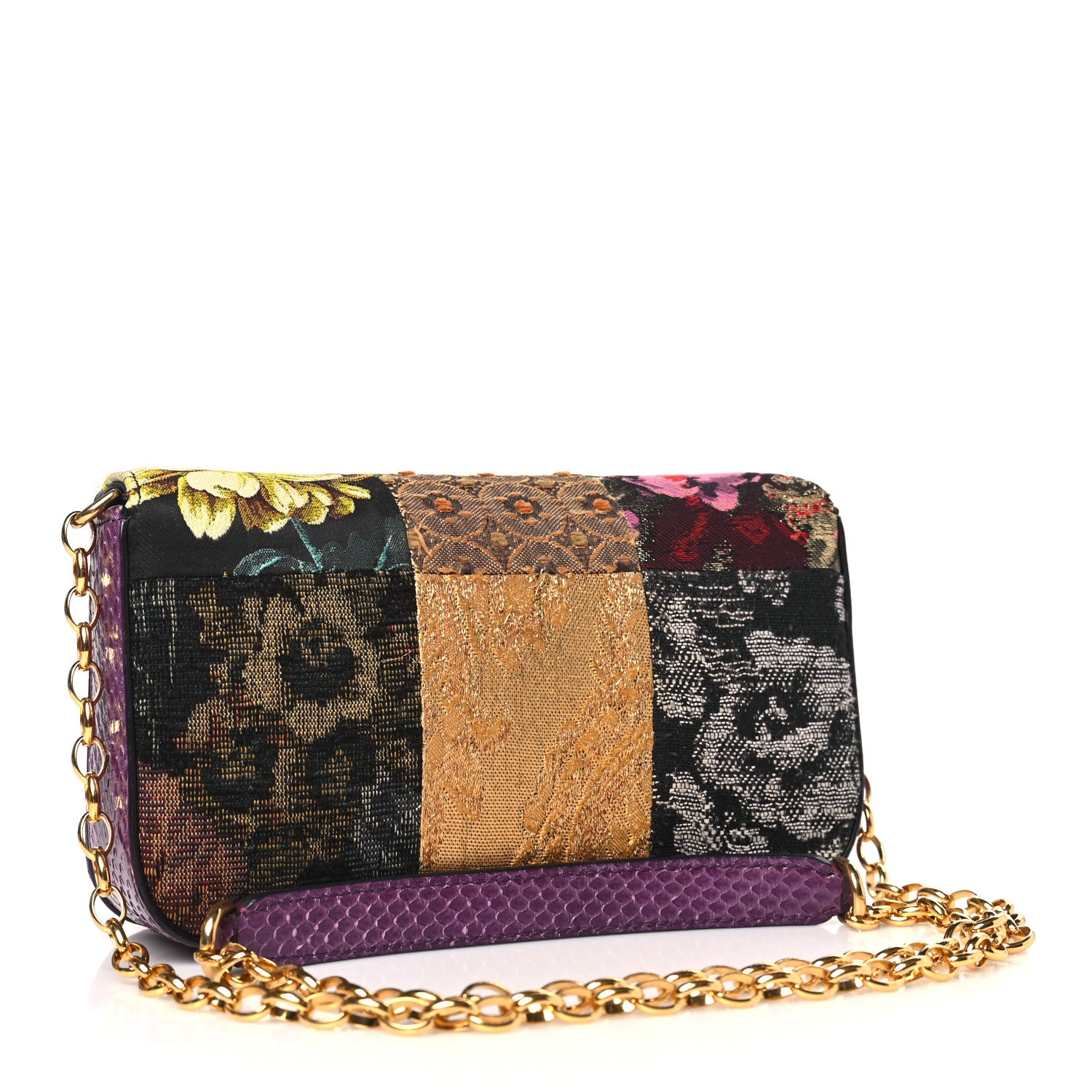 Dolce & Gabbana Patchwork Snakeskin Brocade DG Girls Chain Shoulder Bag Multicolor 3 of 12