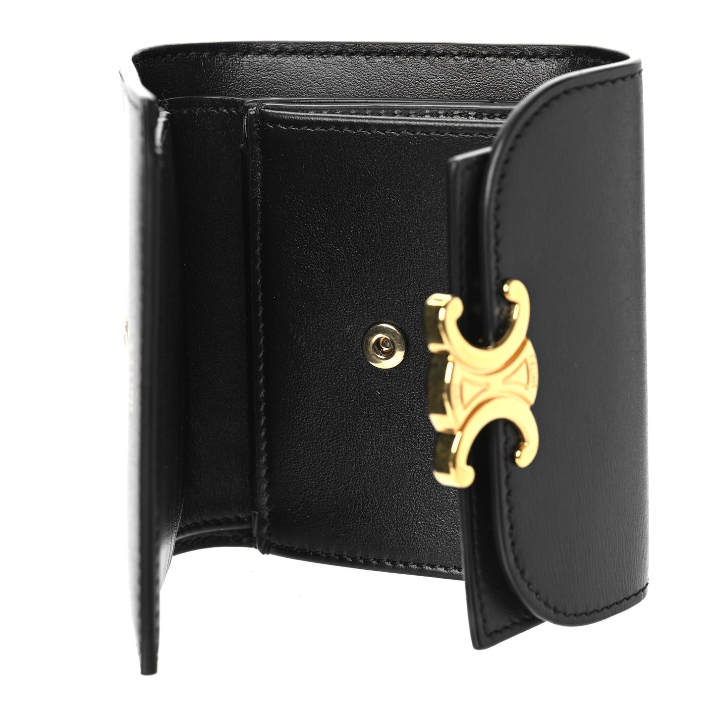 Shiny Smooth Lambskin Small Triomphe Wallet Black
