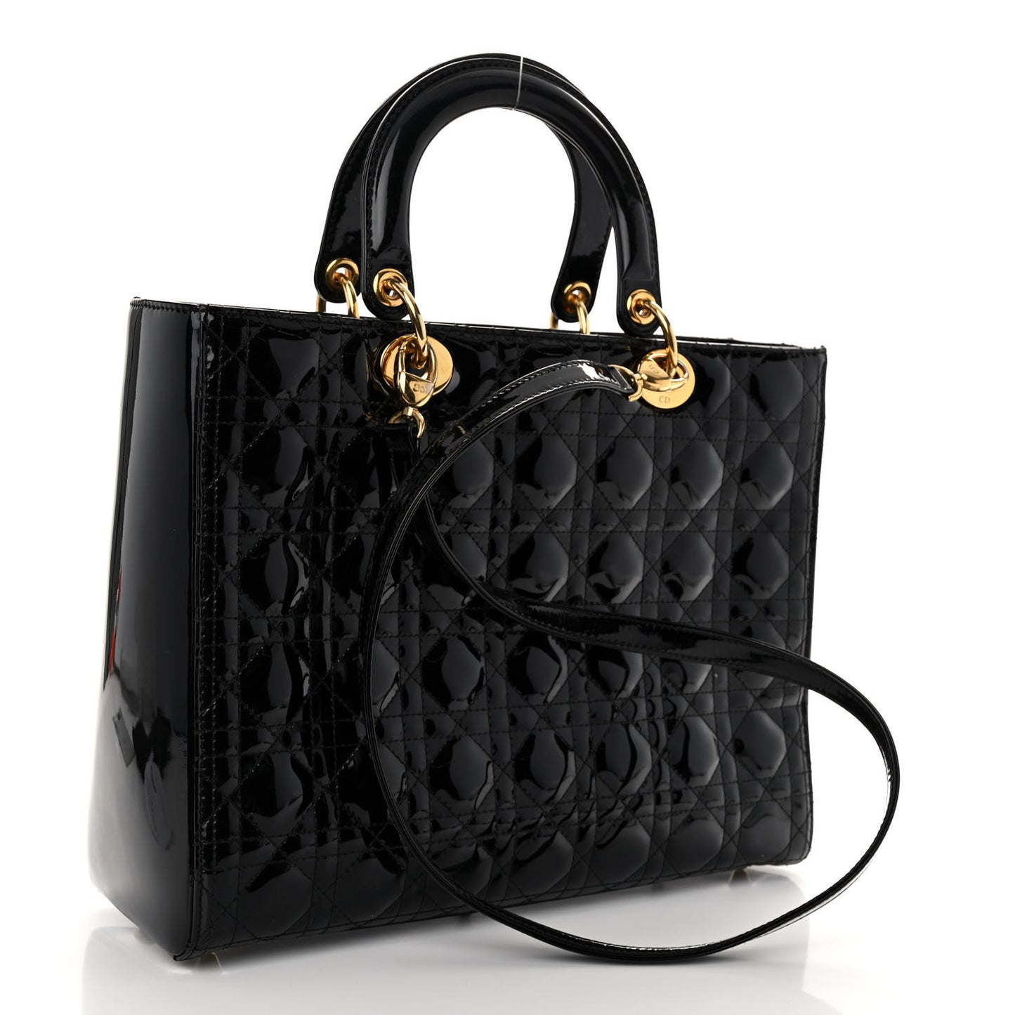 Patent Cannage Large Lady Dior Black