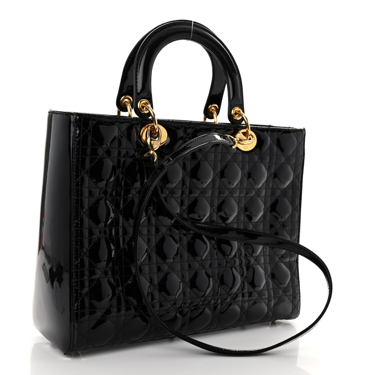 Christian Dior Patent Cannage Large Lady Dior Black 3 of 9