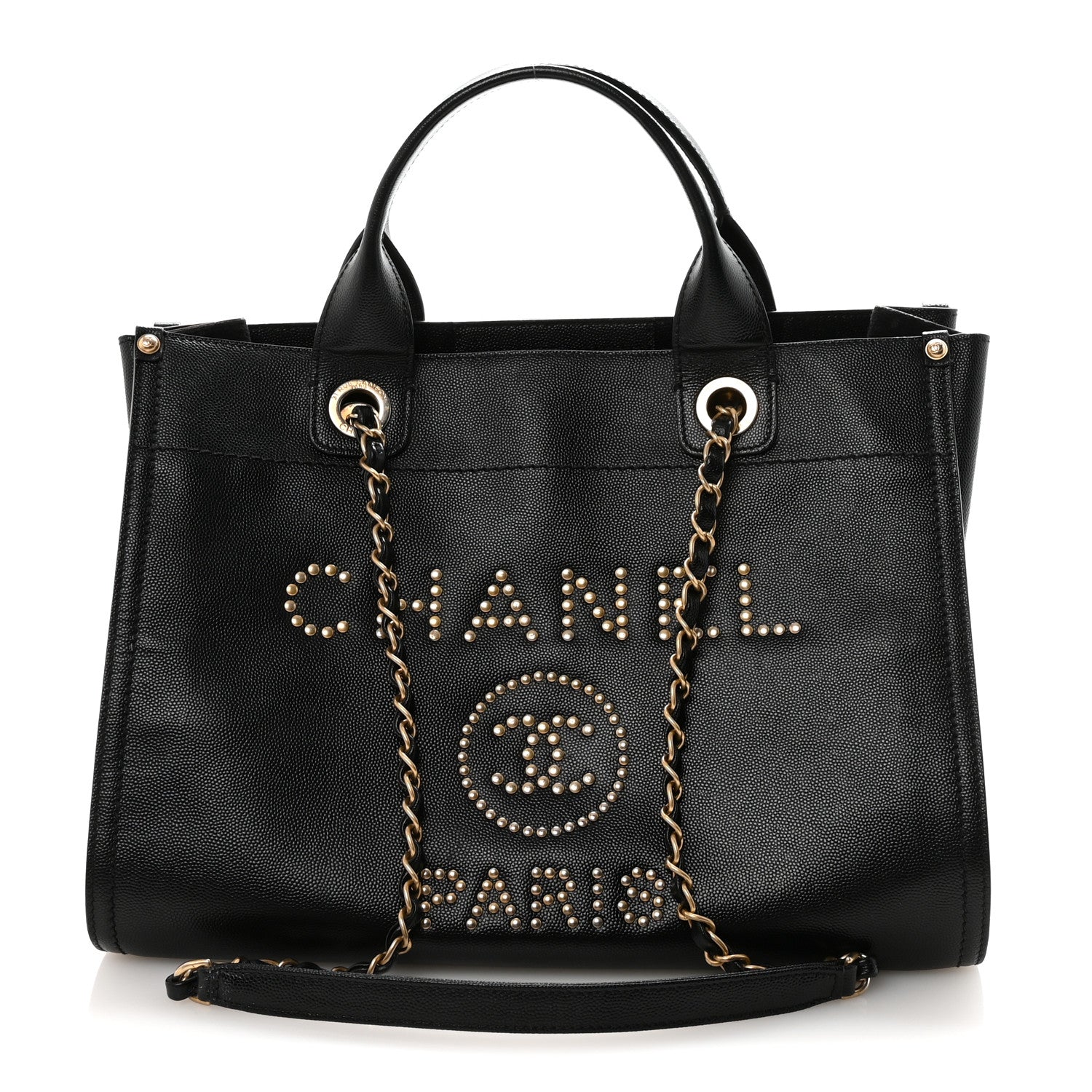 Chanel Caviar Small Studded Deauville Tote Black 1 of 9