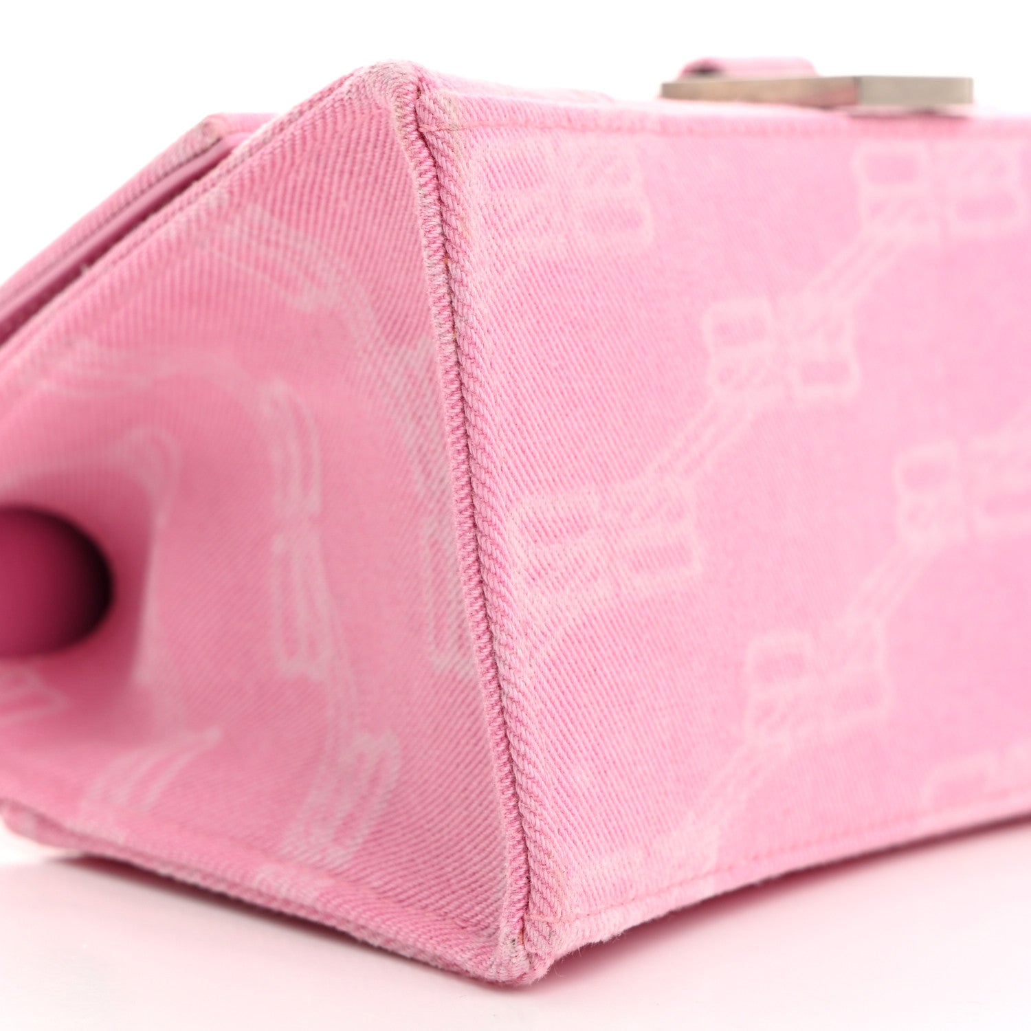 Balenciaga Washed Denim BB Monogram Hourglass Top Handle Bag Small Pink 10 of 12