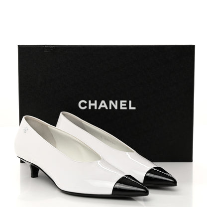 Chanel Patent Calfskin Pumps 36.5 White Black 9 of 9