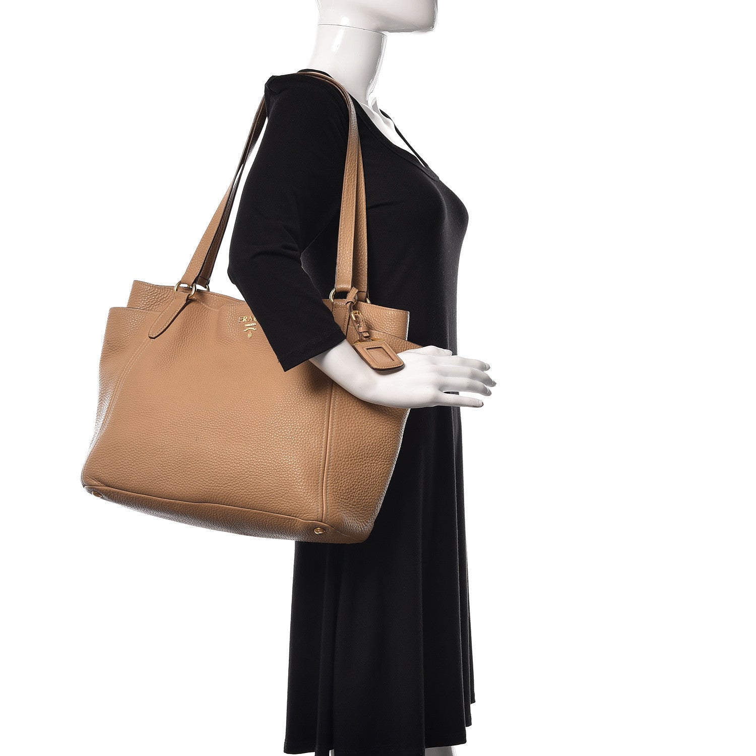 Prada Vitello Daino Side Pocket Tote Sughero 2 of 11