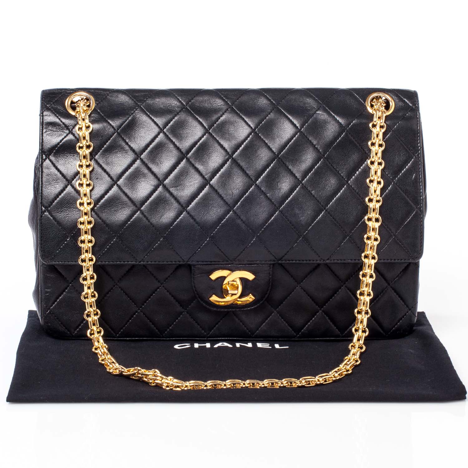 Chanel Lambskin Medium Mademoiselle Chain Double Flap Black 9 of 9