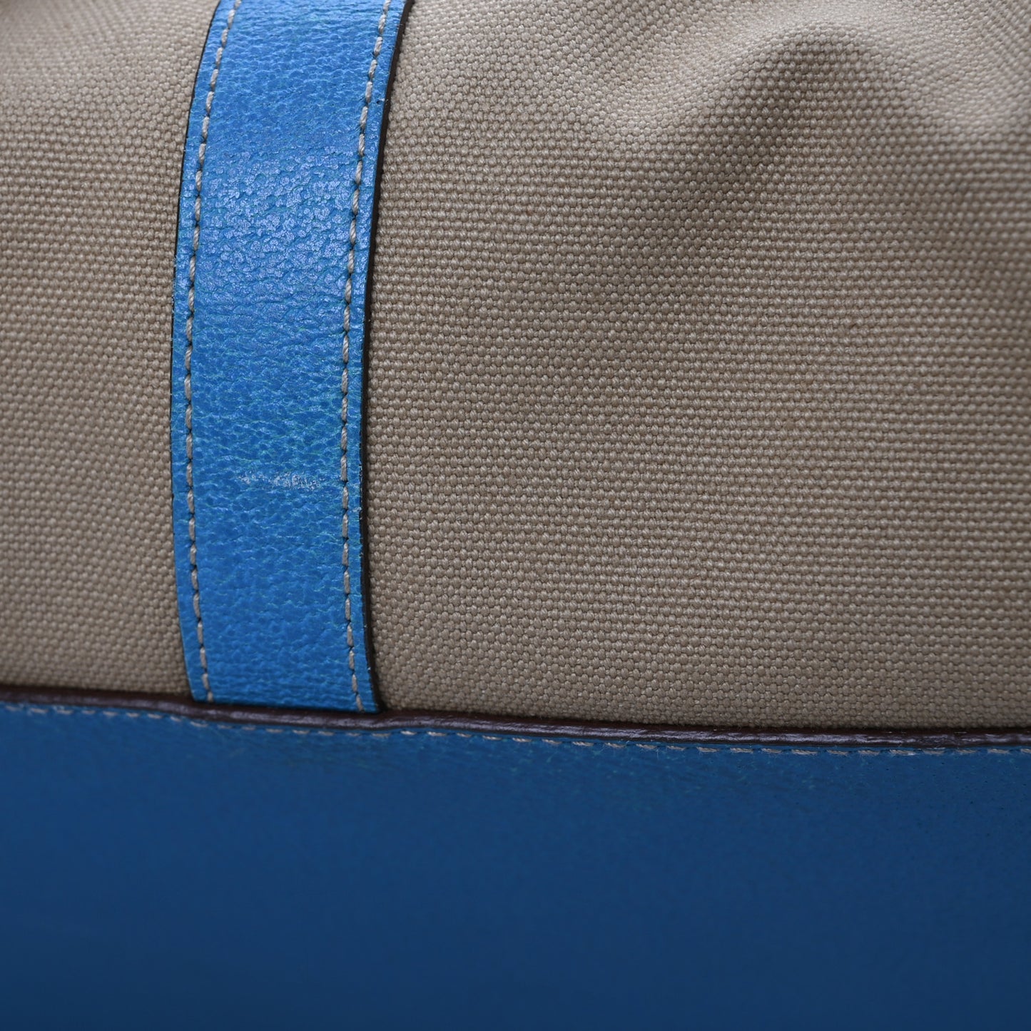 Canvas Calfskin Duffle Beige Blue