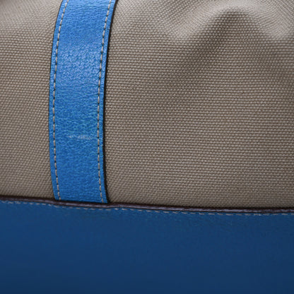 Prada Canvas Calfskin Duffle Beige Blue 17 of 20