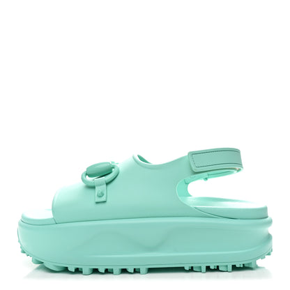 Gucci Soft Rubber Horsebit Womens Slingback Sandals 37 Teal Cyan 1 of 9